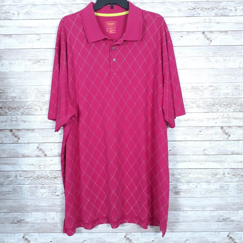 Foundry Mens Polo Shirt 3XLT Short Sleeve Pink Diamond Pattern 13